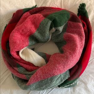 Red, green, cream Multicolor Plaid Scarf Christmas 🎄